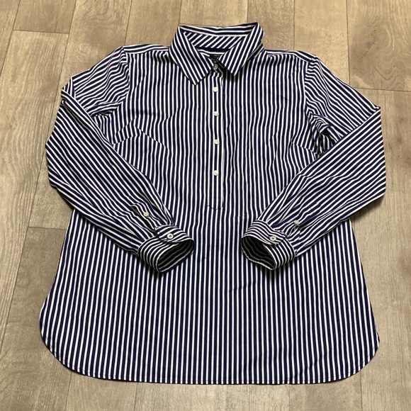 Talbots Tops - Womens Talbots Stripe Long Sleeve Popover Casual Shirt